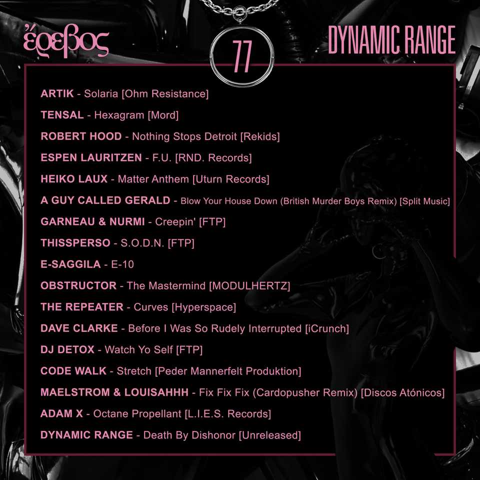 Tracklist pt.1 of Dynamic Range for Erevos