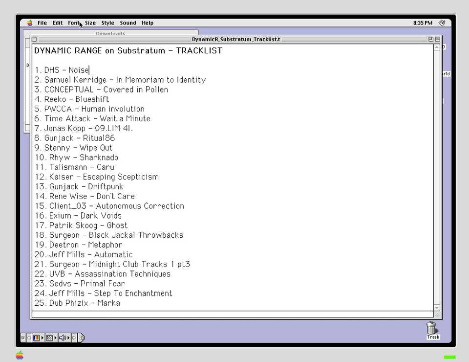 Dynamic Range's Substratum DJ set tracklist